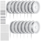 Afcabakila 15 Rolls Necklace Chains Stainless Steel Jewelry Chains Kit 118 Feet Silver for Jewelry Making DIY Necklace Bracelet Making with Jump Rings Lobster Clasps and Connectors