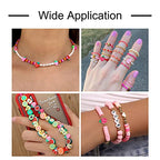 50PCS Handmade Polymer Clay Beads Hot Pink Color Strawberry Shape Loose Beads Fruit Theme Spacer Beads for DIY Bracelet Necklace Earring Charm Jewelry Making Hole 1.6mm - color: Strawberry # Hot Pink