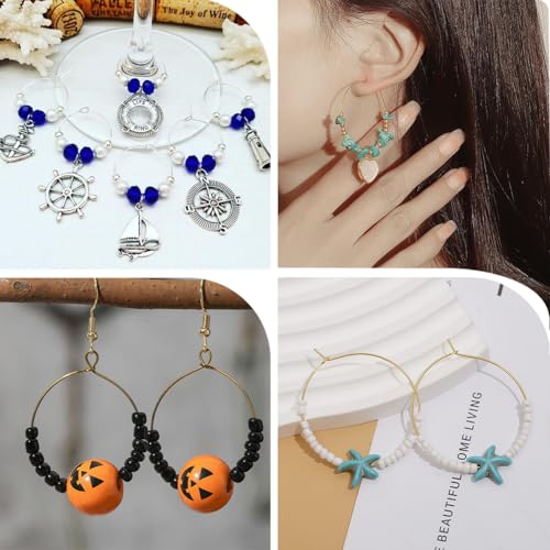Beebeecraft 1 Box 100Pcs 316 Surgical Stainless Steel Wine Glass Charms Rings 30mm Round Hoop Earrings for Jewelry Making DIY Crafts (Gold, Silver) - color: Gold and Silver, size: 30mm
