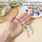 40 Pcs Beadable Keychain Bars Bulk, Silver Keychain Bars for Beads with Beaded Cup Charms, Beaded Pokey Tools for Stanley Tumblers & Handle Cups, DIY Gift Pendant for Bottle Accessories