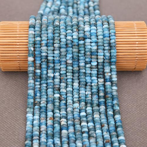 BONNY BOXX 1 Strand (150PCs) Natural 2 * 4mm Apatite Rondelle Beads, Natural Abacus Disk Stone Beads Loose Spacer Gemstone for DIY Bracelet Necklace Jewelry Making - color: Apatite, size: 2*4MM