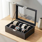 Bracelet Display Holder with Rods for Bangles Watches, Jewelry Organizer Box Storage Case with Clear Lid (Black) - color: Black