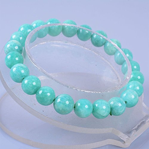 Justinstones Gem Semi Precious Gemstone 8mm Round Beads Stretch Bracelet 7 Inch Unisex - color: Brazilian Amazonite