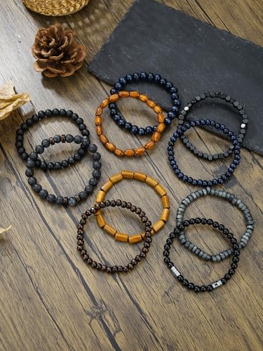 Friendship Bracelets Boho Stackable Bracelets for Women Surfer Heishi Clay Bead Bracelets Stretch Preppy Bracelets Colorful Boho Bracelets for Women - color: Boho black style-2