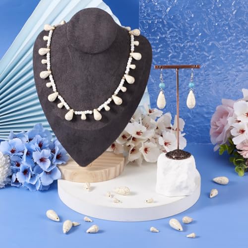 105Pcs Top Drilled Teardrop Stone Beads Synthetic Turquoise Water Drop Beads Dyed Drop Gemstone Spacer Beads for DIY Necklace Bracelet Earring Jewelry Making - color: White # Teardrop
