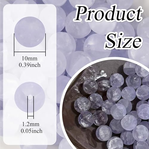100Pcs Glass Beads 10mm Round Moon Frosted Cracked Water-Activated Transparent Glazed Beads, Ideal for DIY Bracelets Necklaces Phone Charms Craft Supplies (Purple) - color: Purple