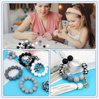 100 Pcs 15mm Silicone Beads for Keychain Making, Pink Gream Silicone Beads Bulk Round for Bracelets Pens Crafts Jewelry Making (Black White) - color: Black White