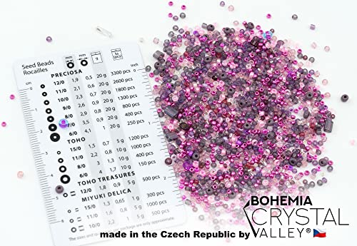 0.7oz (20g) Mix of Small Rocailles, Seed Beads & Bugles 2-10mm Preciosa Ornela Czech Glass Beads, Mix Purple - color: Purple Pink Mix - mix, size: Mixed Sizes 2-10mm