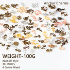 stino 100 G Mixed Style Metal Charms for Jewelry Making, Bulk Silver & Gold Plated, for Bracelet, Necklace, Earrings DIY Crafts - style: Anchor and Compass Wheel