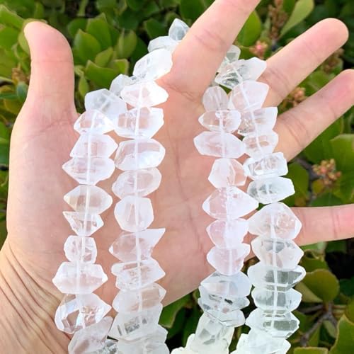 Adabele 15 Inch Natural Raw Healing Clear Crystal White Quartz Nugget Drilled Gemstone Loose Beads Chakra Gem Stone Spacer for Jewelry Craft Making GA-B1 - color: Clear Crystal/White Quartz, size: 15 Inch/1 Strand