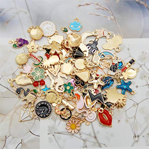 30pcs Mixed Enamel Charms Pendants for Jewelry Making Bulk lot Necklace Earrings Bracelet Craft Findings - color: Multi