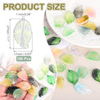 PATIKIL Glass Leaf Beads, 100Pcs Cute Crystal Leaf Charms, Translucent Czech Spacer Beads for DIY Jewelry Making Bracelets Necklace Wind Chimes Suncatchers, Blue Golden - color: Blue Golden
