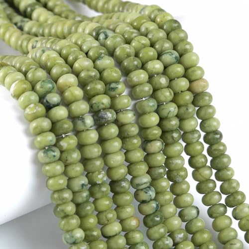 5x8mm 76pcs Natural Stone Chinese Green Jade Rondelle Spacer Loose Beads Abacus Disk Stone Round Loose Gemstone Beads for Jewelry Making DIY Bracelet Necklace - color: Chinese Green Jade, size: 5x8mm Abacus Disk