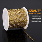 KYUNHOO 13 Feet Rhombus Link Necklace Chains Bulk on Spool Solid Stainless Steel Gold Chain for Jewelry Making with Jump Rings and Lobster Clasps - color: Rhombic Gold