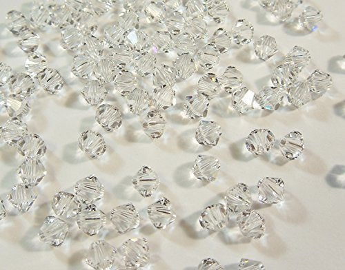 Perlin Preciosa Bohemian 3mm Crystal Glass Beads 100 pcs Czech Bicone Colorful Mix Beads for DIY Jewelry Making Double Cone Bead Bracelet Earring Necklace Crafting (Crystal Clear) - color: Crystal