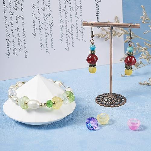 FASHEWELRY 128Pcs Glass Flower Beads Caps Crystal Flower Spacer Beads Colorful Transparent Bell Floral Loose Beads Bulk for Jewelry Making Necklace Bracelet - color: Bell Flower Beads Caps