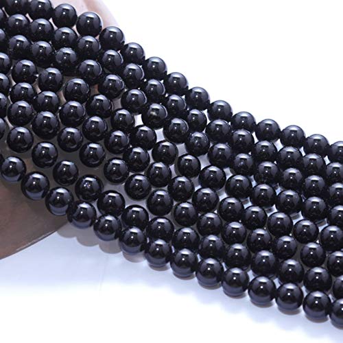 Natural Stone Beads 6mm Black Polished Round Smooth Agates Gemstone Beads for Jewelry Making 15 Inch(Black Onyx,6mm) - color: Black Onyx, size: 6mm