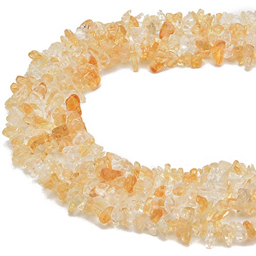 PLTbeads 5-8mm Natral Healing Gemstone Waist Bracelets Necklace Kit Irregular Stone DIY Crafts Design Jewelry Making 1 Strand per Bag Approxi 34 inch (Citrine Chips) - color: Citrine Crystal Chips