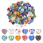 100Pcs Heart Handmade Millefiori Lampwork Beads Glass Flower Bead 8mm Love Shape Loose Spacer Beads for Bracelets Necklace Earring Jewelry Making DIY Craft Beading Supplies - size: 8mm