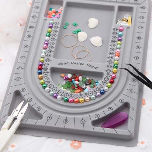 EuTengHao Bead Design Boards Mats with Bead Scoop Soft Stable Beading Mat Jewelry String Beading Needles Jewelry Organizer Tray for Jewelry DIY Making of Bracelets Necklaces Craft Supplies Tools