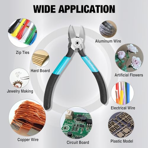 DURATECH 5-Inch Professional Wire Cutter, Wire Snips with CNC Machined Edges, CR-V Thickened Flush Cutter, Ultra-Sharp Small Wire Cutters for Crafting, Electronics, Zip Ties, and Jewelry Making