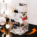 360° Rotating Jewelry Organizer Stand with 5 Layers,Acrylic Earring Holder Organizer Stand,212 Holes and 212 Grooves for Studs,Dangly Earrings,Chains,Bracelets,Necklace - color: 5-Tier,Clear