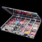 Noverlife 36 Grids Clear Plastic Jewelry Organizer Box, Nail Charm Holder Double Buckle Bead Organizer Storage Container Box, Empty Nail Box Organizer Earring Display Case Acrylic Bead Box for Women - size: 36 Grids - 1 Pack