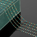 UMAOKANG 16.4 Feet Gold Plated Stainless Steel Jewelry Chain Roll Blue Enamel Bead Necklace Chain Handmade Craft Chains Bulk - color: Gold-Blue