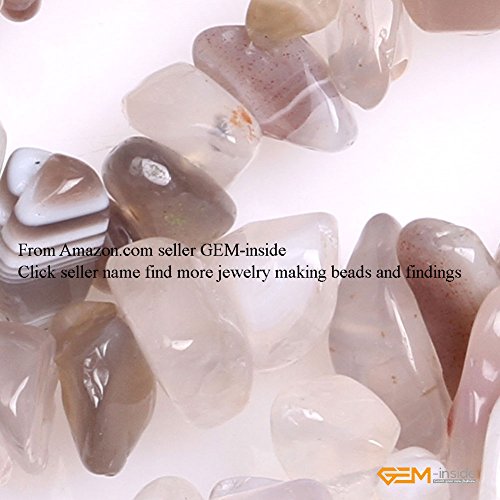 GEM-Inside GEM-Inside 7-8MM Gemstone Botswana Agate Gravel Beads Strands 34 Inches - color: Botswana Agate