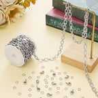 Jabogrii 9.8 Feet Silver Paperclip Chain for Jewelry Making Stainless Steel Oval Link Chain Spool Handmade Jewelry Findings - color: Paperclip Silver