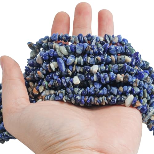 90 Inches Sodalite Irregular Shaped Crystal and Healing Tumbled Chip Stone Beads for Jewelry Making - color: Blue-Sodalite