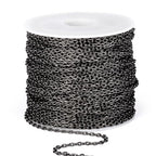 66 Feet Black Rolo Cable Chain Bulk, 2.0mm 304 Stainless Steel Gunmetal Black Diamond-Cut Oval Rolo Cable Link Chains Roll Spool for Jewelry Making - color: Gunmetal Black, size: 2.0mm width