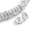 200PCS Rondelle Spacer Beads 4mm Silver Plated Czech White Crystal Rhinestone for Jewelry Making - color: 200Pcs Silver Plated/White, size: 4mm