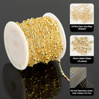 YOUBEIYEE 32.8 Feet Satellite Bead Chain for Jewelry Making 18K Gold Plated Brass Cross Chain Link Jewelry Chain Roll with Jump Rings and Lobster Clasps - color: Bead
