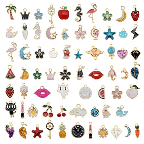 30pcs Mixed Enamel Charms Pendants for Jewelry Making Bulk lot Necklace Earrings Bracelet Craft Findings - color: Multi