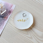 HOME SMILE Mrs Ring Dish, Engagement&Wedding Gifts for Women, Bridal Shower Present,Ceramic Jewelry Tray, 4.5" - style: Mrs
