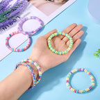 Elecrelive Glass Round Beaded Bracelet Set Clay Beaded Bracelets Stretch Bracelets - color: 6 Colors