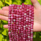 Natural Stone Beads Watermelon Tourmaline 8mm Polished Round Smooth Gemstone Beads for Jewelry Making Supplies 15 Inch(45 Beads) - color: Watermelon Tourmaline 8mm-45pcs