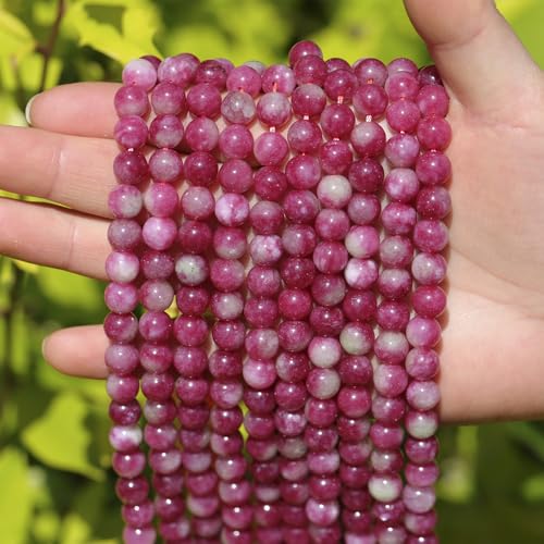 Natural Stone Beads Watermelon Tourmaline 8mm Polished Round Smooth Gemstone Beads for Jewelry Making Supplies 15 Inch(45 Beads) - color: Watermelon Tourmaline 8mm-45pcs