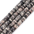 JOE FOREMAN 2x6mm Natural Webbed Black Picasso Jasper Stone Agate Heishi Disc Rondelle Spacer Beads for Jewelry Making Full 15" Strand Energy Stone Healing Power - color: Webbed Black Picasso Jasper