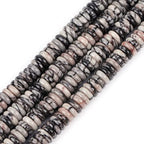 JOE FOREMAN 2x6mm Natural Webbed Black Picasso Jasper Stone Agate Heishi Disc Rondelle Spacer Beads for Jewelry Making Full 15" Strand Energy Stone Healing Power - color: Webbed Black Picasso Jasper