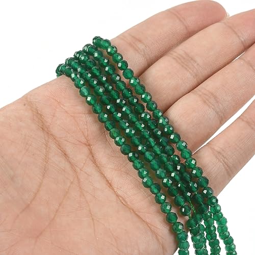 Green Agate 4mm Faceted Round Beads Loose Beads 16 Inch for Jewelry Making Beads - color: Green Agate