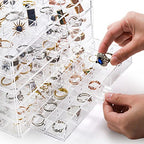 yarlung Acrylic Jewelry Storage Box Earring Holder with 5 Drawers, 120 Grids Jewelry Organizer Tray Clear Ring Display Case for Beads, Nail Tips, Women Girls, Birthday Gift