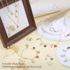 18K Gold Necklace Chain Kit for Jewelry Making, 20 Feet DIY Bracelet Chains with Jump Rings, Lobster Clasps, Connectors, Jewelry Pliers, 30 Colorful Graphic Charms & 36 Letter Pendants - color: 18k Gold-20 Feet 6 Rolls+Pendants