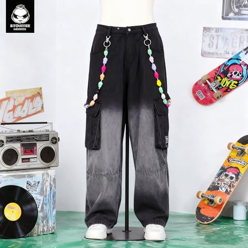 Layered Punk Pants Chain for Men Women, Gothic Hip Hop Jean Chain Wallet Chain Biker Trouser Chain, Goth Emo Fashion Keychain Accessories - color: 1L-Colorful Skulls
