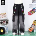 Layered Punk Pants Chain for Men Women, Gothic Hip Hop Jean Chain Wallet Chain Biker Trouser Chain, Goth Emo Fashion Keychain Accessories - color: 1L-Colorful Skulls