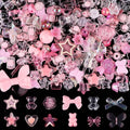 Acrylic Pastel Beads for Jewelry Making, Kalolary Colorful Bow Butterfly Flower Beads Kawaii Plastic Candy Heart Bead Cute Macaroon Aesthetic Bead for Bracelet Necklace DIY Supplies (Pink) - color: Pink
