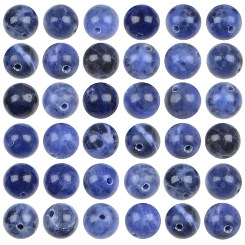 100pcs Natural Stone Beads 8mm Blue Sodalite Round Genuine Real Stone Beading Loose Gemstone Hole Size 1mm DIY Charm Smooth Beads for Bracelets Necklaces Earrings Jewelry Making Crafts - color: Blue Sodalite