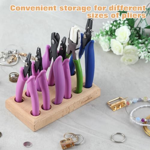 Wooden Plier Organizer Pliers Storage Rack with 12 Holes Plier Rack jewelry Tool Organizer Hardwood Pliers Holder 6 Plier Block Jewelry Making Tool - style: Rectangle