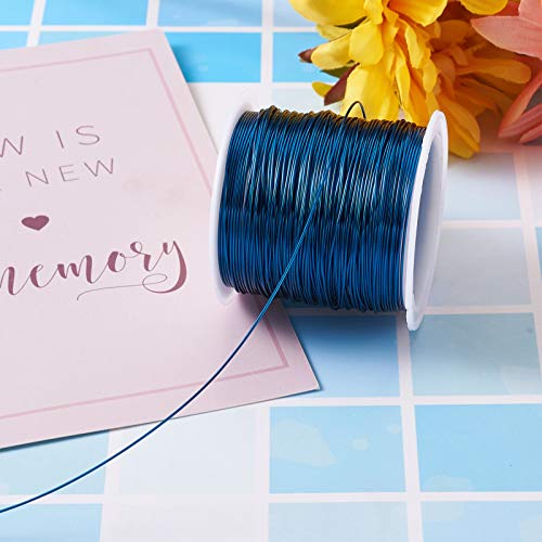 Pandahall 60 Feet Tarnish Resistant Copper Wire 22 Gauge Jewelry Beading Craft Wire for Jewelry Making (Marine Blue)